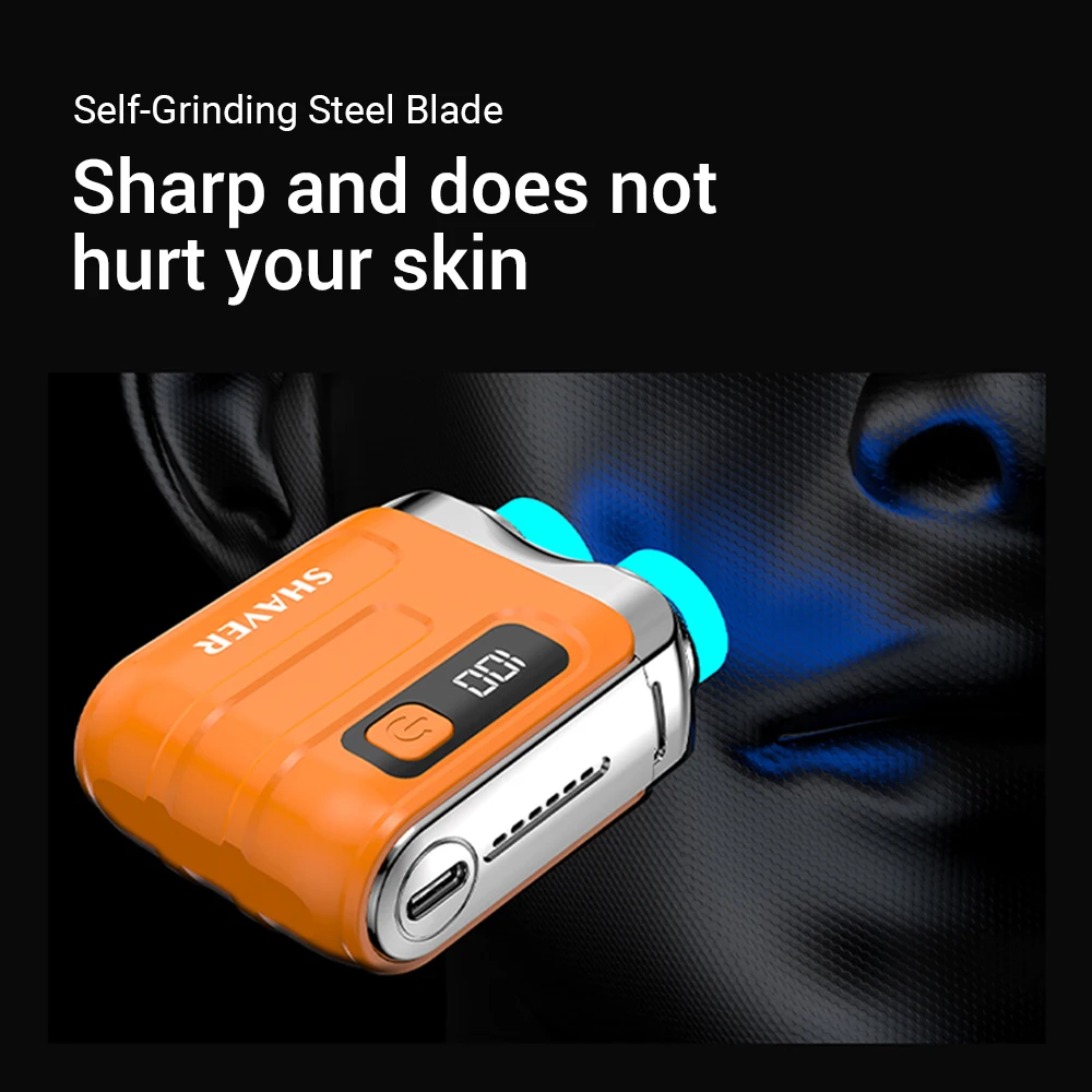 Digital Electric Shaver For Men Dual Blade Beard Trimmer Smart Mini Razor Waterproof Rechargeable Men's Shaver For Home Travel