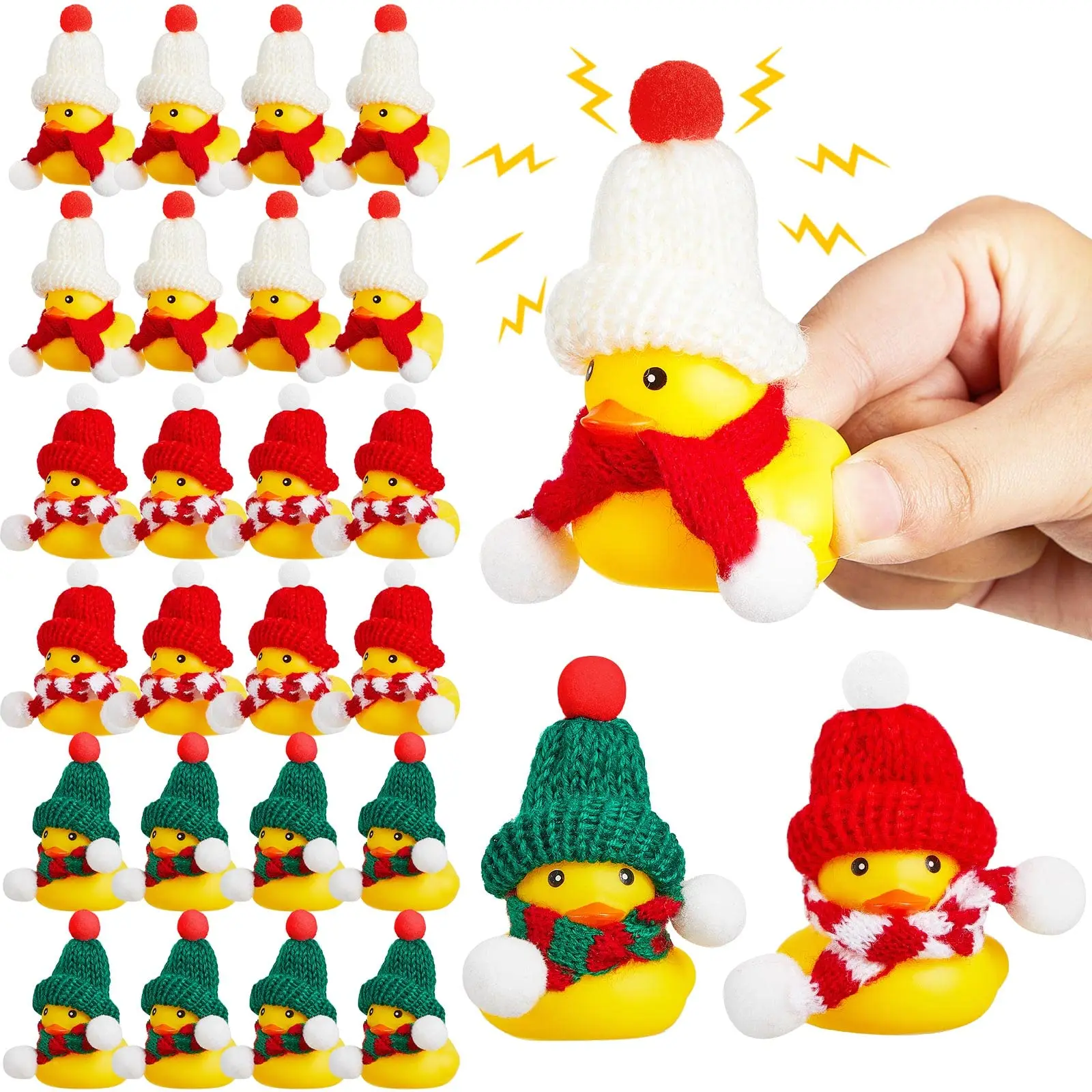 

24 Pcs Christmas Rubber Ducks Holiday Ducks with Hats and Scarf Christmas Party Favors for Kids Xmas Car Dashboard Decorations M