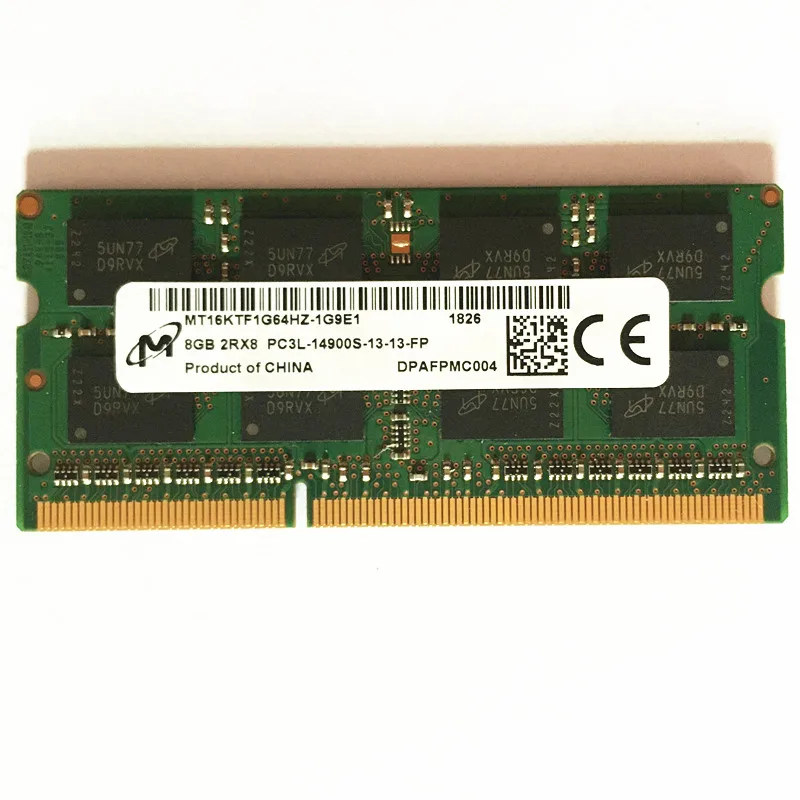 Micron DDR3 1866 MHz 8 Go pour ordinateur portable Memoria Rams 8 Go 2RX8 PC3L 14900S 13 13 FP 1,35 V 204 broches SO DIMM