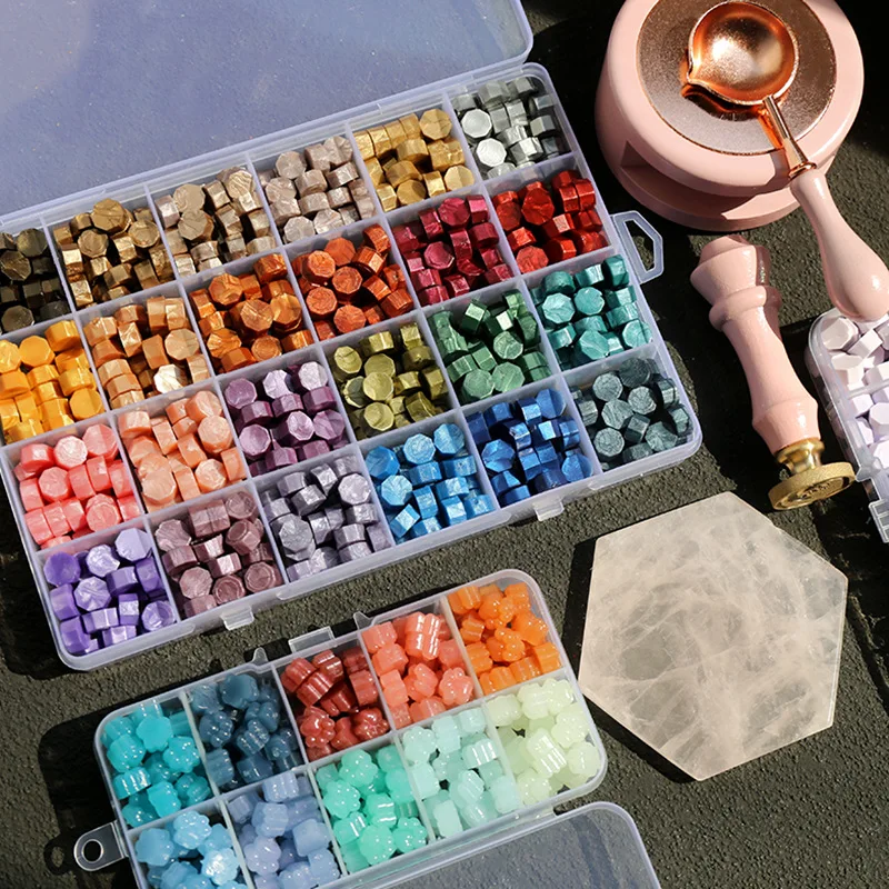 

Enamel Seal Set, Full Set Of Envelopes, Invitation Cards, Sealed, Makaron, Pearl Light, Mixed Color, Enamel, Wax Particles, Boxe