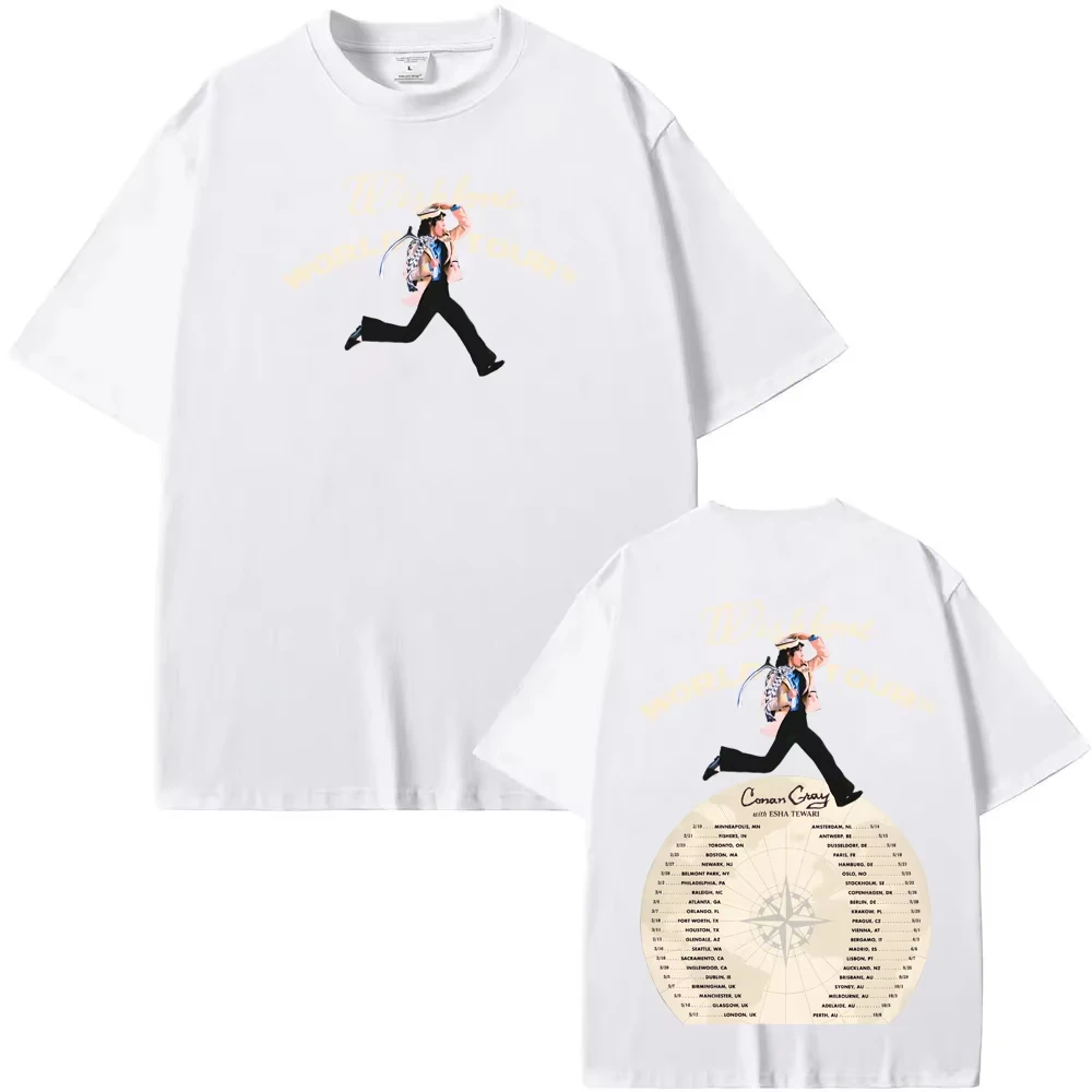 2026 새로운 WISHBONE WORLD TOUR 티 코난 그레이 여름 캐주얼 티셔츠 하라주쿠 고품질 그래픽 가수의 같은 스타일 탑