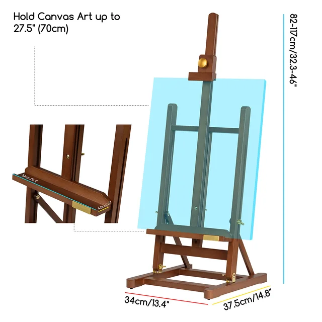 Adjustable Solid Wood H-Frame Tabletop Easel in Walnut Finish – Foldable Desktop Art Stand for Painting, Drawing & Display 3