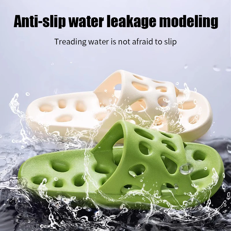 Hollow Out Bathroom Shower Slippers Women Men Slides Anti-Slip