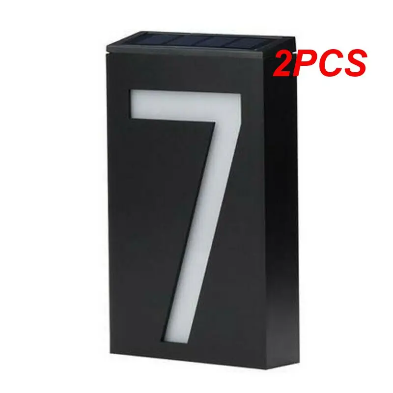 

2PCS Solar House Number Light Doorplate Address Sign Plate Apartment Number Outdoor Porch Lights With Solar Rechargeable Battery