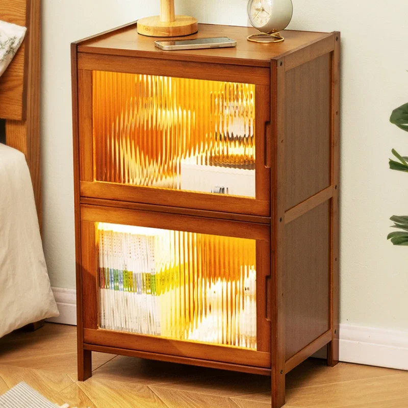 Modern Simple Storage Small Night Stand Household Bedside Table Solid Wood Bedchamber Large Capacity Home Furniture
