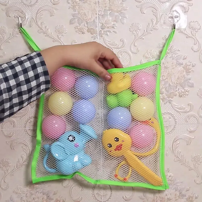 1Pcs Cartoon Animal Durable Bath Toys Bags Child Kids Basket Mesh Bag Bathroom Storage Organizer With/Without Suction Cups