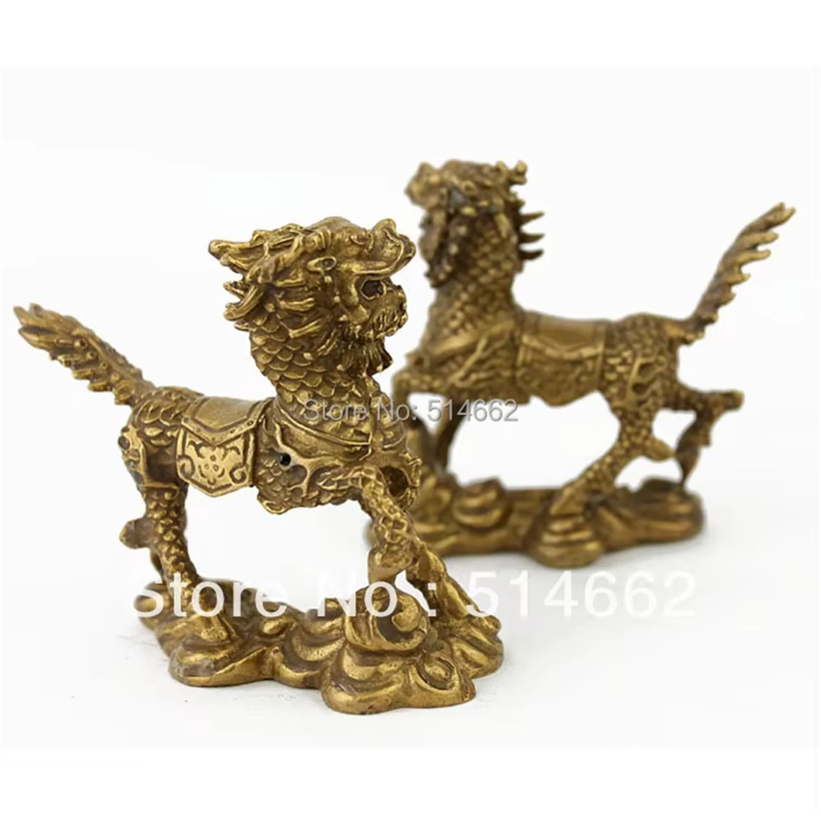 3 Inch Brass Feng Shui Pair TENGYUN CHILIN / chi lin M1186 3
