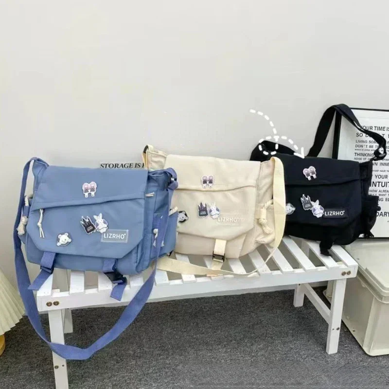 Shoulder Bag Ladies Handbag Messenger Bag Japanese School Korean Single Shoulder Girl Student Hong Kong Style Retro Large Capacity Postman Women's