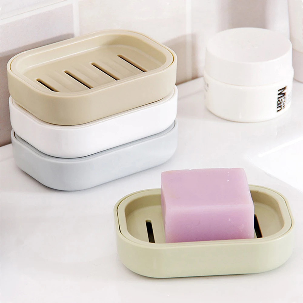 Soap Box 1PC/2PCS Thickened Plastic Square Double With Lid For Shower Bathroom Kitchen