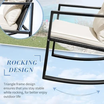 Patio Chairs 3 Piece Outdoor Bistro Sets Coffee Table and Cushions Frame Patio Furniture for Porch,White Garden Furniture Sets 4