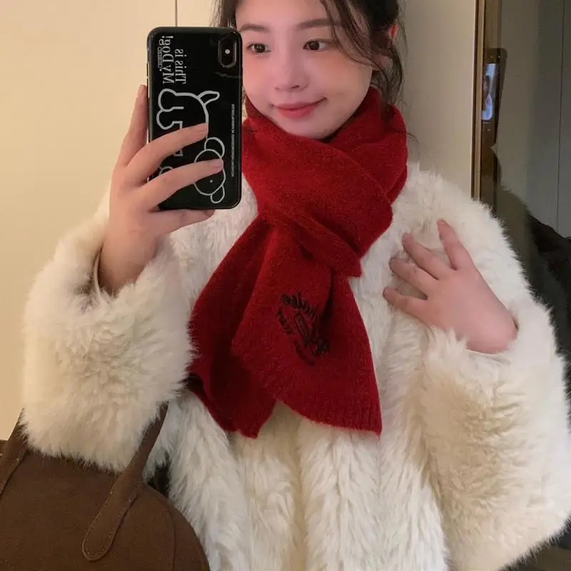 Koreanischen Winter Warme Schal Für Frauen Mode Brief Gestrickte Wolle Garn Halstuch Schalldämpfer Weibliche Schal Neck Wraps Bufandas_voghion.com