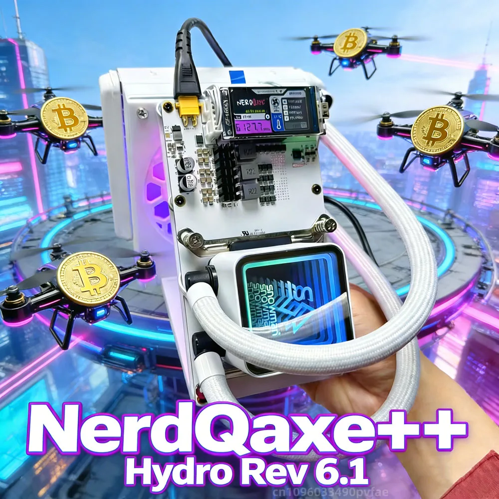 NerdQaxe++ Hydro Rev 6.1 6TH/s 100W White BTC Miner 2.4G WiFi Crypto Machine Open-Source Miner With PSU