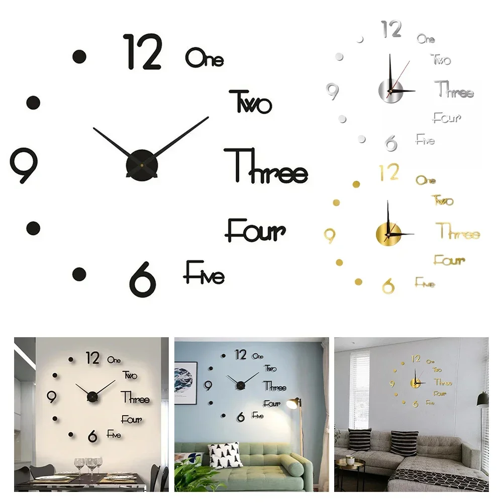 New Modern Design Large Wall Clock 3D DIY Quartz Clocks Fashion Watches Acrylic Mirror Stickers Living Room Home Decor Horloge wall clock,wall clock sticker