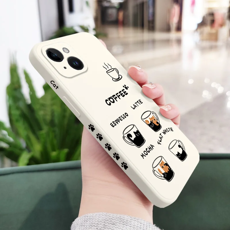 Adorable Coffee Cat Silicone Phone Case Cover