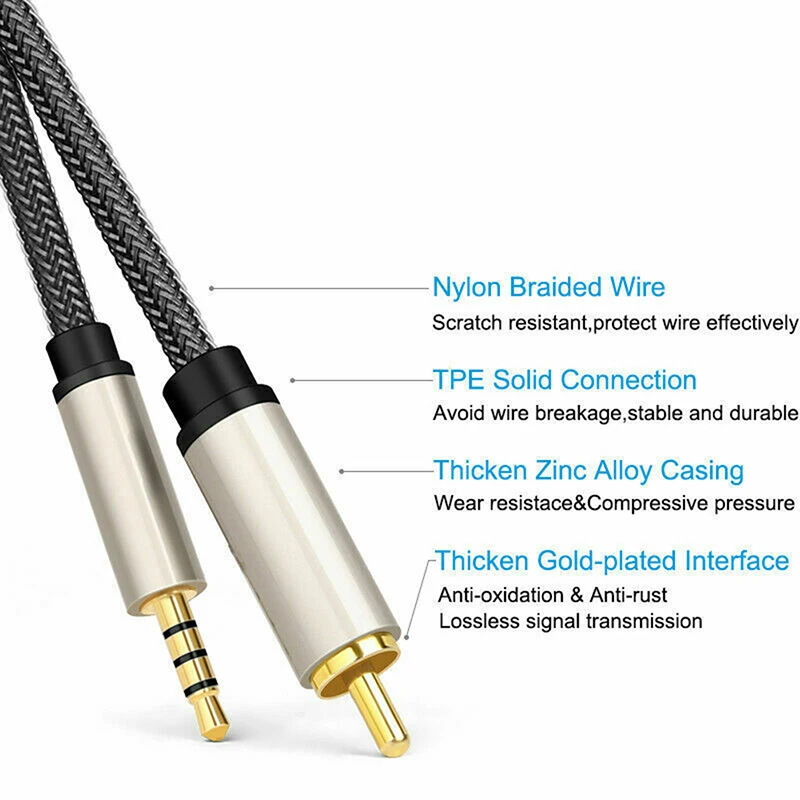 

High Quality High End Digital Coaxial Audio Cable RCA To 3.5MM Jack Cable 3.5 MM 3.5MM TRRS Plug To RCA AV Cable Kabel