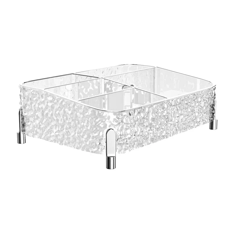 Glacier-print Desktop Makeup Organizer with Legs Clear Lipstick Split Vanity Storage PET Organizer Makeup Organizer Box 5