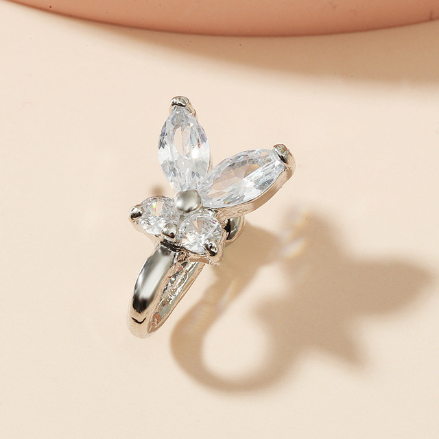 Crystal Butterfly Fake Nose Ring Non Piercing Clip On Nose Ring Indian Style Nose Cuff Fake Piercing Septum Nariz Jewelry