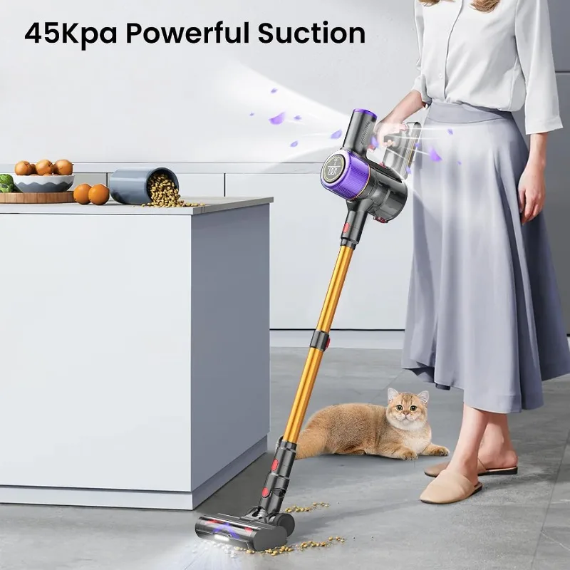 Cordless Vacuum Cleaner, 45Kpa/550W Vacuum Cleaners for Home with Touch Display,Up to 50 Mins Runtime,1.5L Dust Cup 2