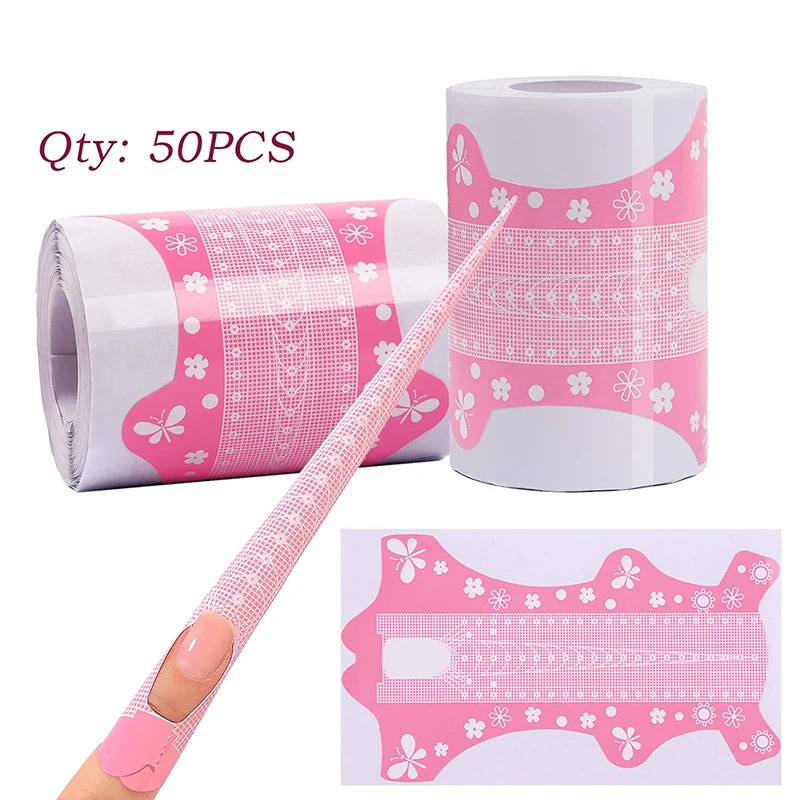 50Pcs/Roll Nail Extension Stencil Sticker For Nails UV Extension Gel