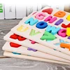 Toddlers Wooden Puzzle Montessori Baby Toys ABC Alphabet Number Shape Matching Board Game Preschool Educational Toy for Kids 2-4 3
