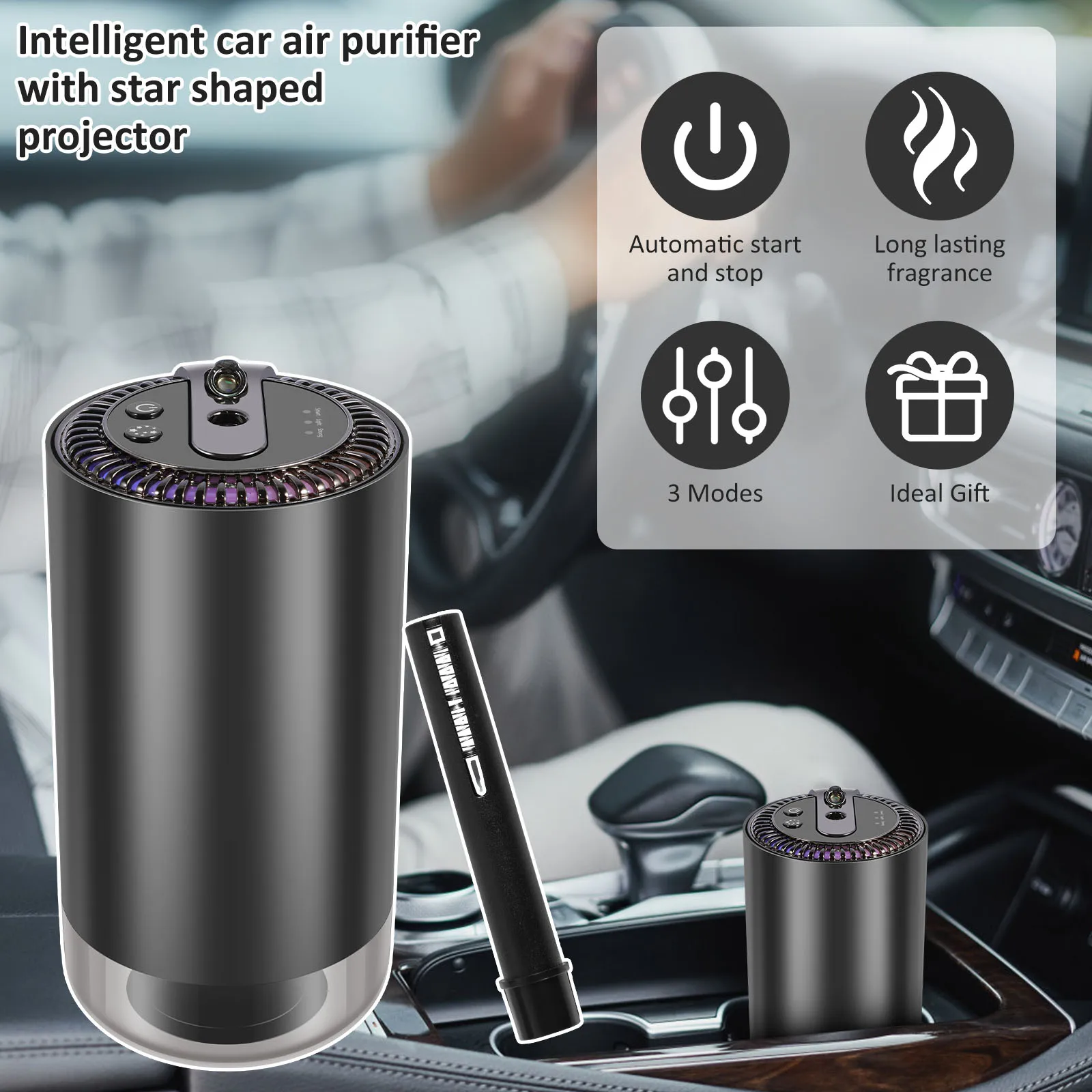 Car Mounted Fragrance Diffusers USB Car Air Freshener Fragrance Ornament Diffusers for Essential Oil Smart Accessories