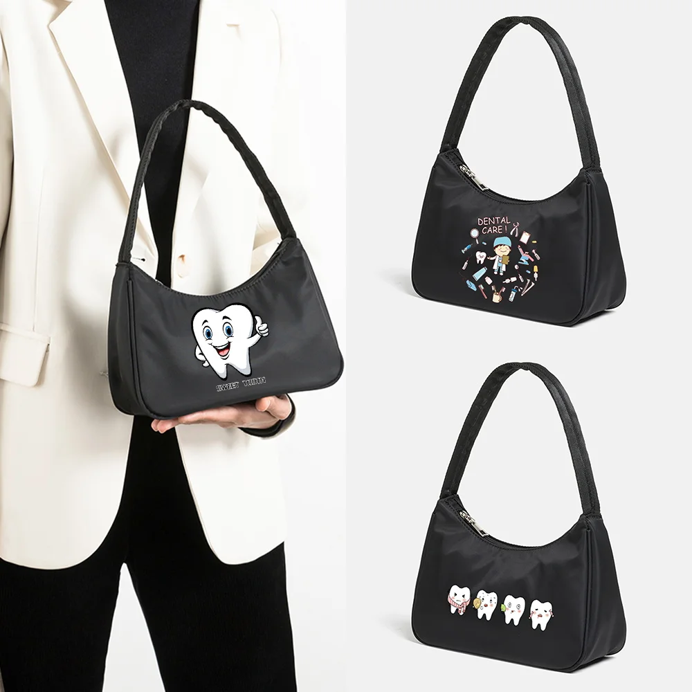 

Women Underarm Bags new nylon Casual Female Shopping Zipper Purse Clutch Armpit Shoulder Bag Teeth Series print Summer Handbag
