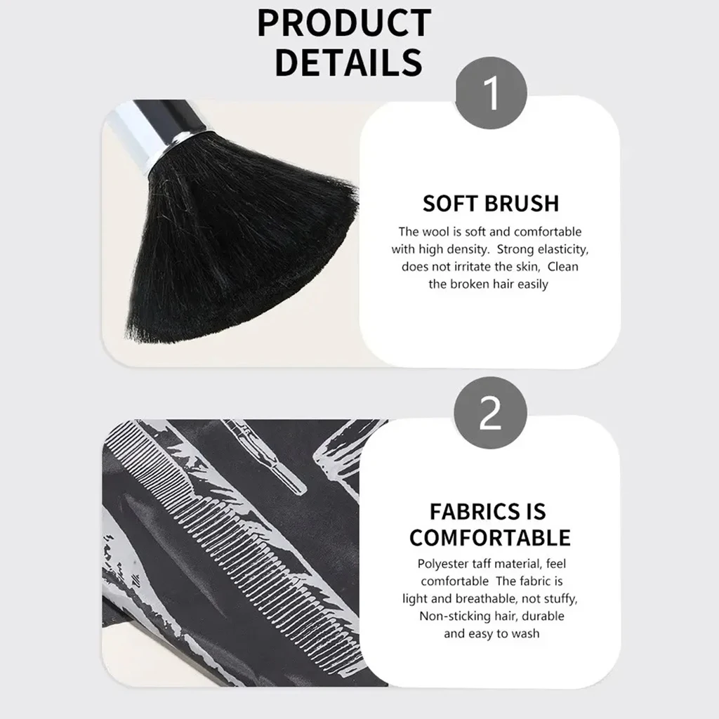 Barber Wrap Set Waterproof Hair Cutting Cape with Neck Duster Brush for Hairdressing