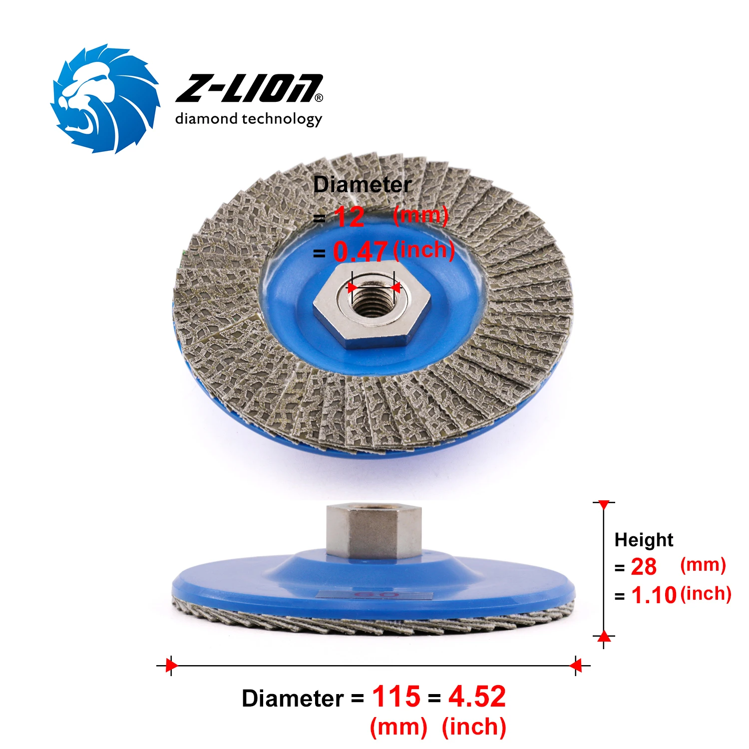 Z-LION 115mm Flap Sanding Disc Grit60/120/200/400 For Angle Grinder Stone Jewerly Polishing Tool Diamond Abrasive sanding flap disc