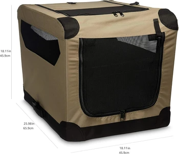 2 Door Foldable and Portable Travel Pet Kennel for Cat, Dog, Rabbit, 36 inch, Tan  hamster cage  guinea 2