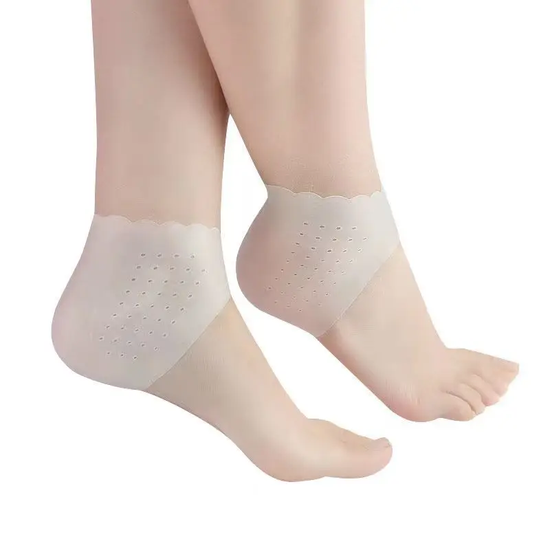 Heel Socks 1 Pair Silicone Feet Care Socks Moisturizing Gel Heel Thin Socks with Hole Cracked Foot Skin Care Protectors Lace Heel Cover