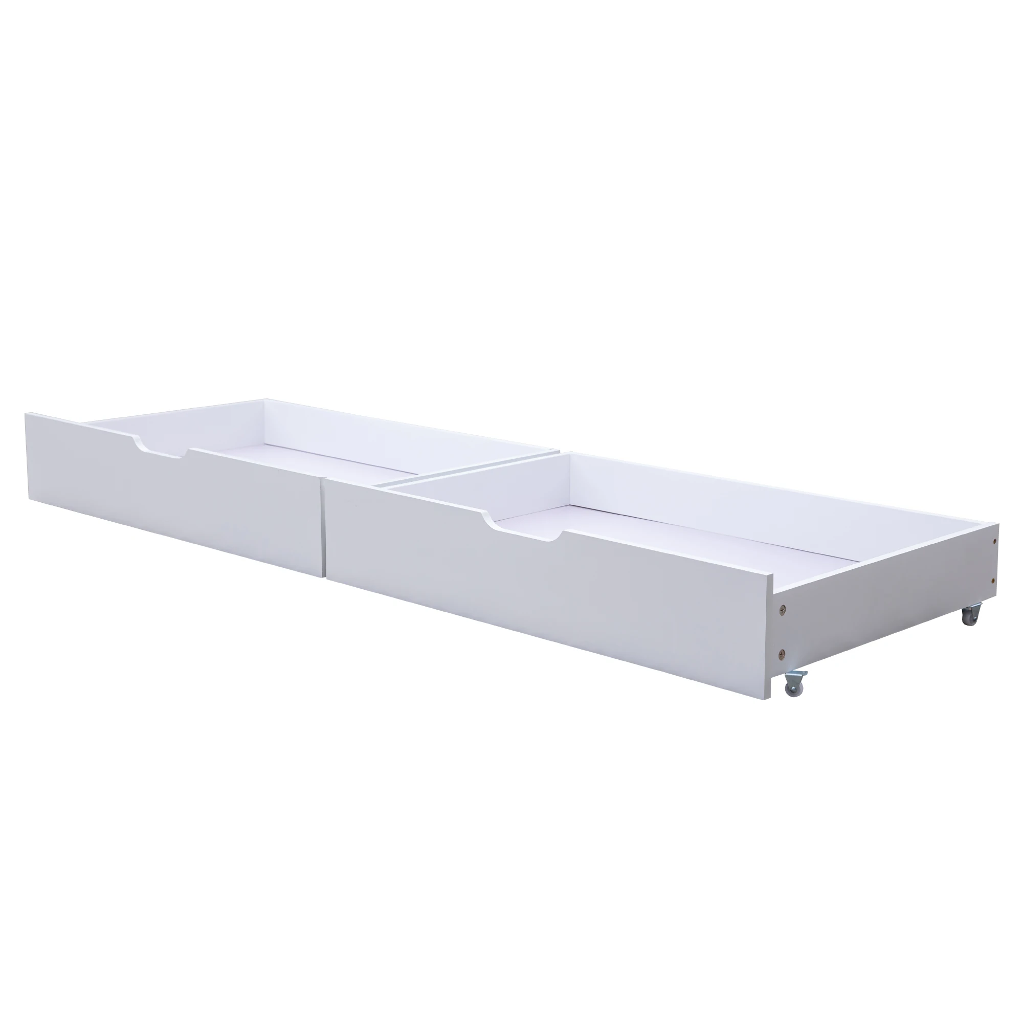 Etagenbett mit Schubladen und Regalen, Hausbett mit dreistufiger rechtwinkliger Leiter, Kinderbett mit Absturzsicherung und Geländer. – Detail 27