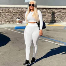 

2022 Spring Autumn Casual Knitted Two Piece Sets Women Long Sleeve Sweater Crop Top and High Waist Stretchy Pants Matching Suits