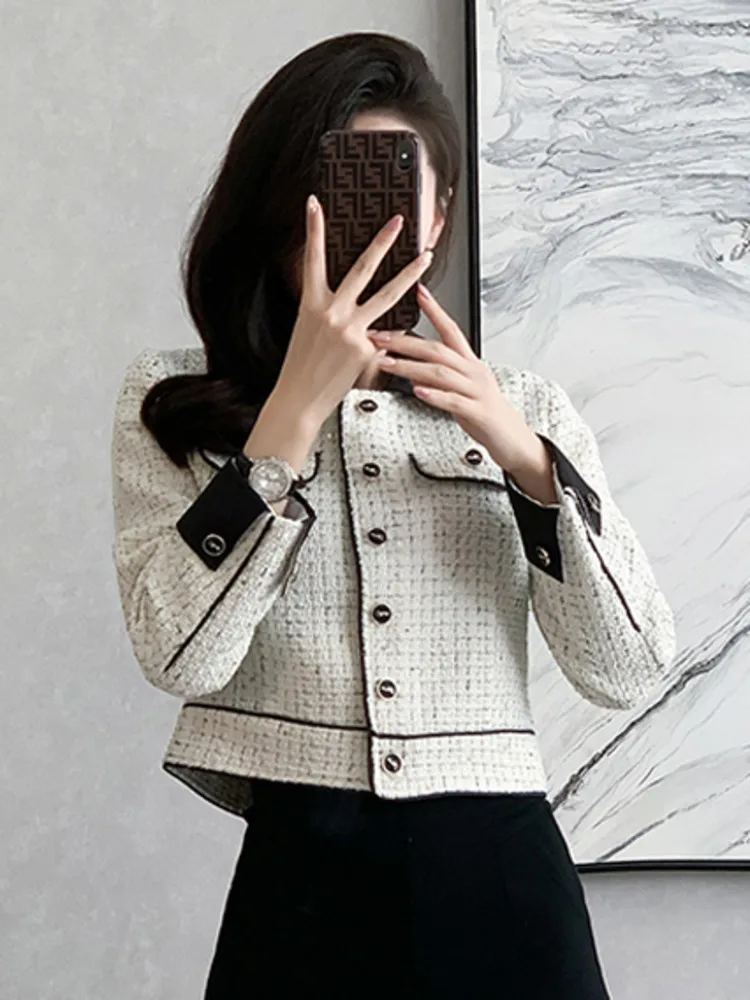 Jaqueta de Tweed alta qualidade feminina, casacos vintage, design de marca  famosa, luxo, marca internacional - AliExpress