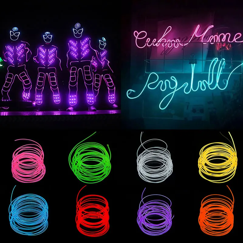 EL Wire Lights,Portable Neon EL Wire Lights Super Bright Battery Operated  for Cosplay Dress Festival Party Halloween DIY Christmas Decoration