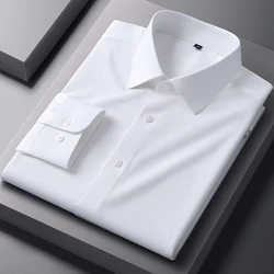 Men's Long Sleeve Slim Fit Bamboo Fiber Dress Shirt - White - 90 - 95kg 45 (661)