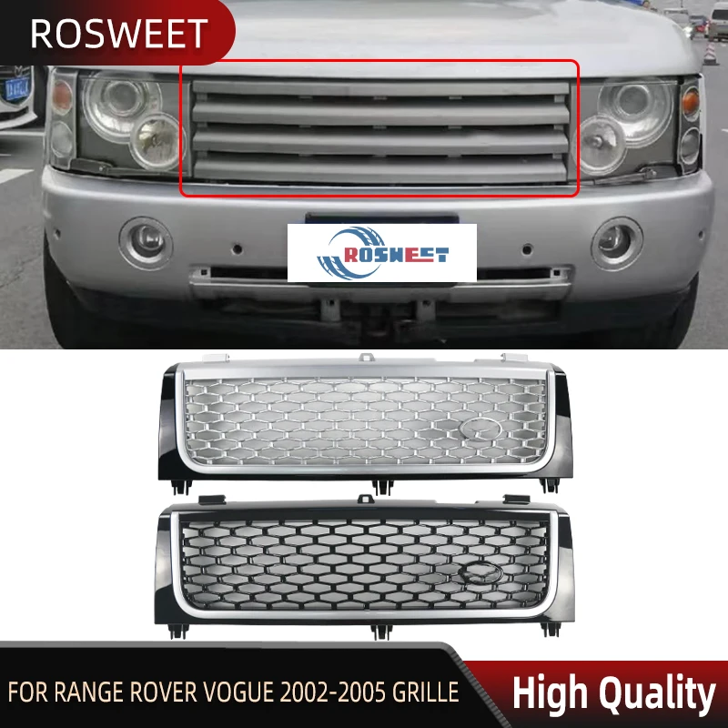 

Автомобильный сетчатый гриль, черная рама, гоночные Грили для Land Rover Range Rover Vogue 2002-2005, Решетка переднего бампера