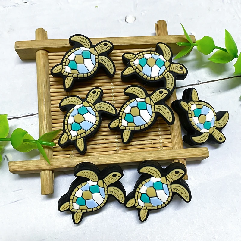 10pcs Lovable Tortoise Silicone Beads Silicone Cartoon Animal Food grade DIY Baby Pacifier Chain Accessories Baby Toys