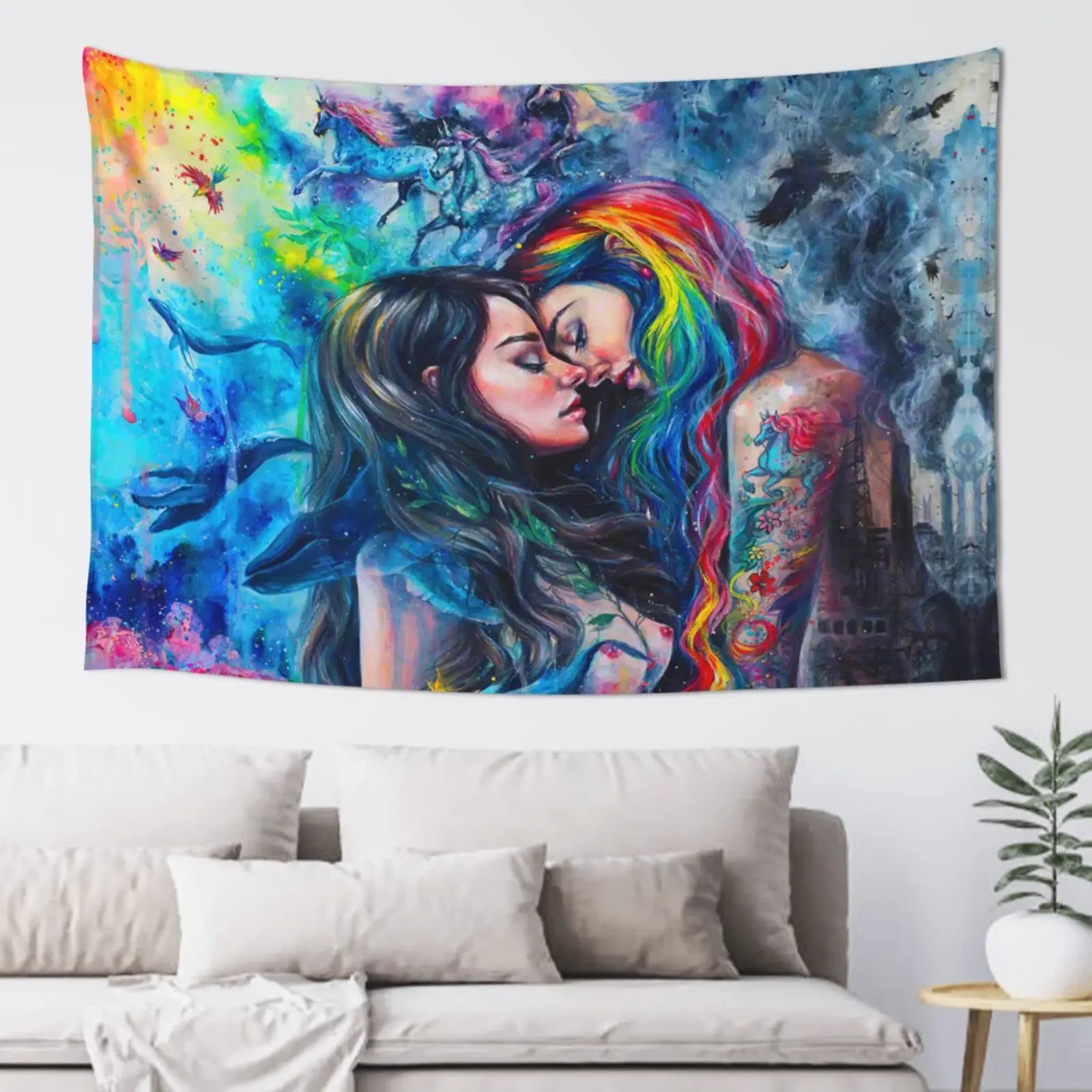 

Готический готический гобелен с кружевами для девочек, ЛГБТ, гобелен с гордостью лесбиянок, художественный гобелен в стиле хиппи, настенный домашний декор для спальни, гостиной, спальни, общежития