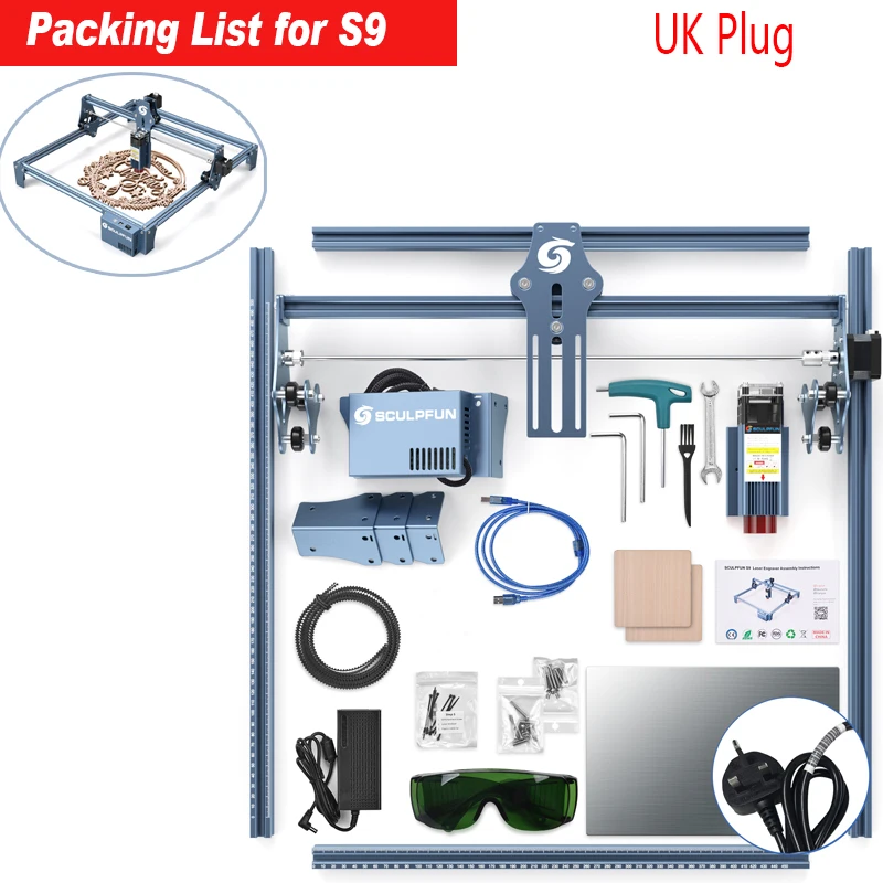 SCULPFUN S9/S10 90W effect Laser Engraver CNC Router Desktop DIY Laser Engraving Cutting Machine with 410x420 Large EngravingS10 pellet mill for sale Woodworking Machinery