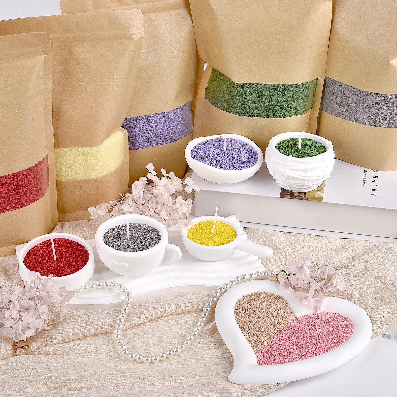 Candle Making Wax Sand Wax Ice Flower Wax DIY Scented Candle Making Supplies Snowflake Pearl Sand Painting Materials 500g-1kg