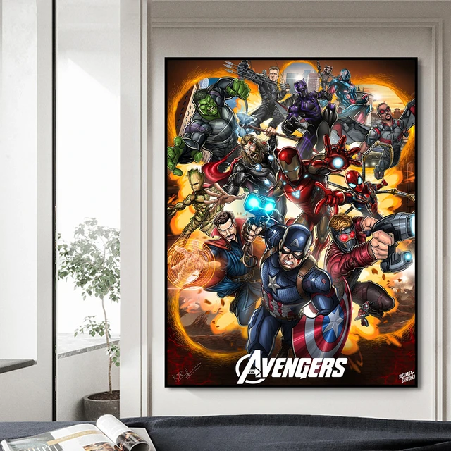 Marvel The Avengers Superheros stampe Wall Art poster quadri su tela  immagini per soggiorno decorazioni per la casa fan miglior regalo -  AliExpress