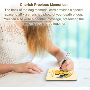 Wood Pet Sympathy Memorial gift, Rainbow Bridge Card for Dog Loss,Dog Memorial Keepsake Gifts Card with Envelope 2