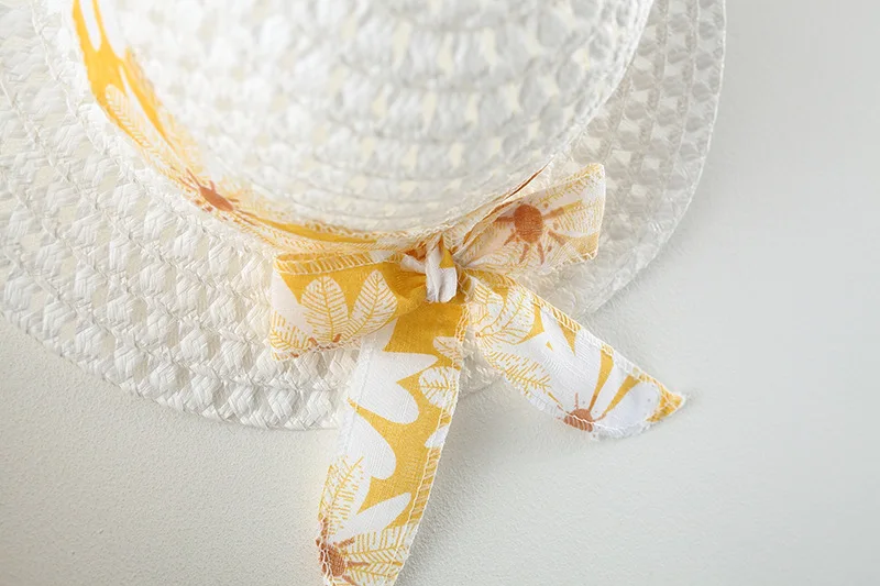 Gänseblümchen-Blumen-bedrucktes Schleifenkleid für Kleinkinder, Strandurlaub, Kleid, Baby-Mädchen, Sommerkleidung, Hut senden – Detail 17