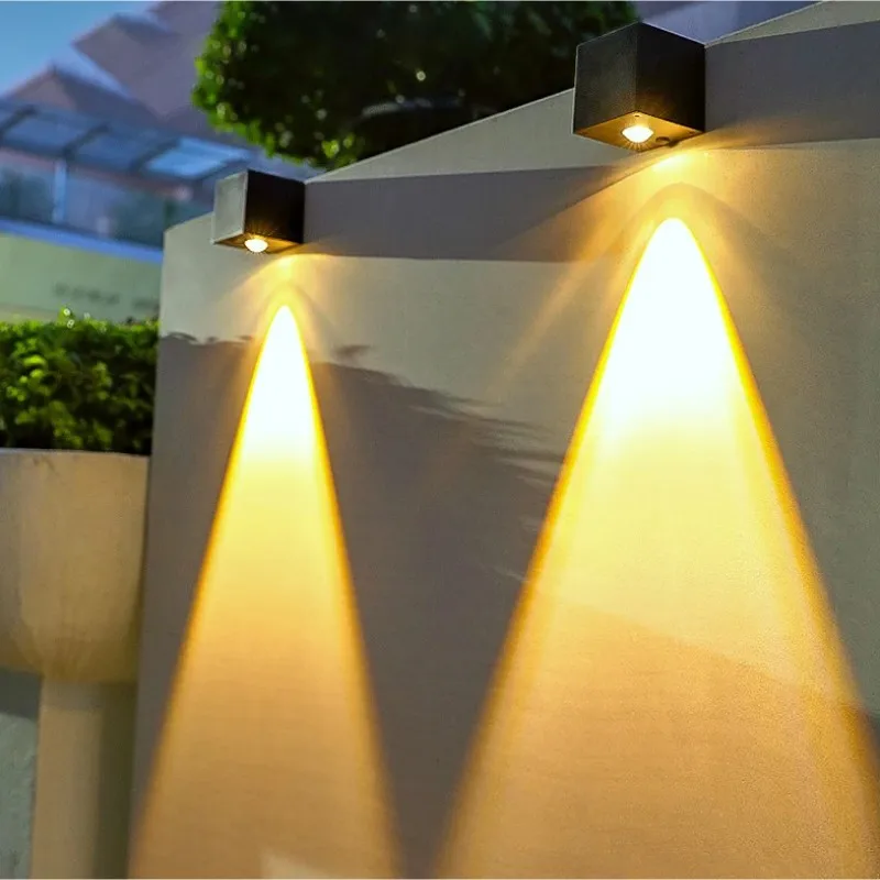 LED Wall Lamp Solar Light Solar LED Light Outdoor Solar Wall Lights Square Solar Wireless Wall Sconces Lights IP65 Waterproof Decorative for Garden Yard Patio Fence Decor