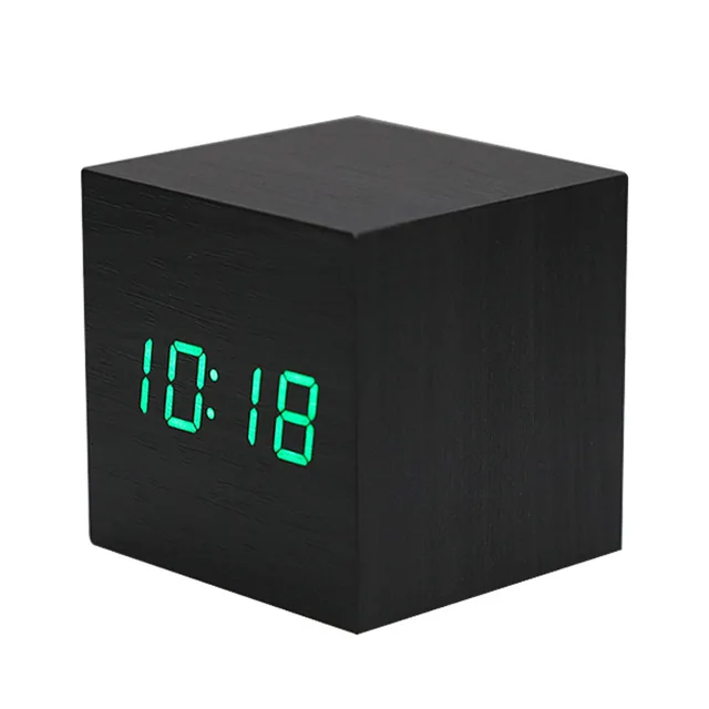 Color Alarm Clock LED Wooden Watch Table Voice Control Digital Wood Despertador USB/AAA Powered Electronic Desktop Clocks 1