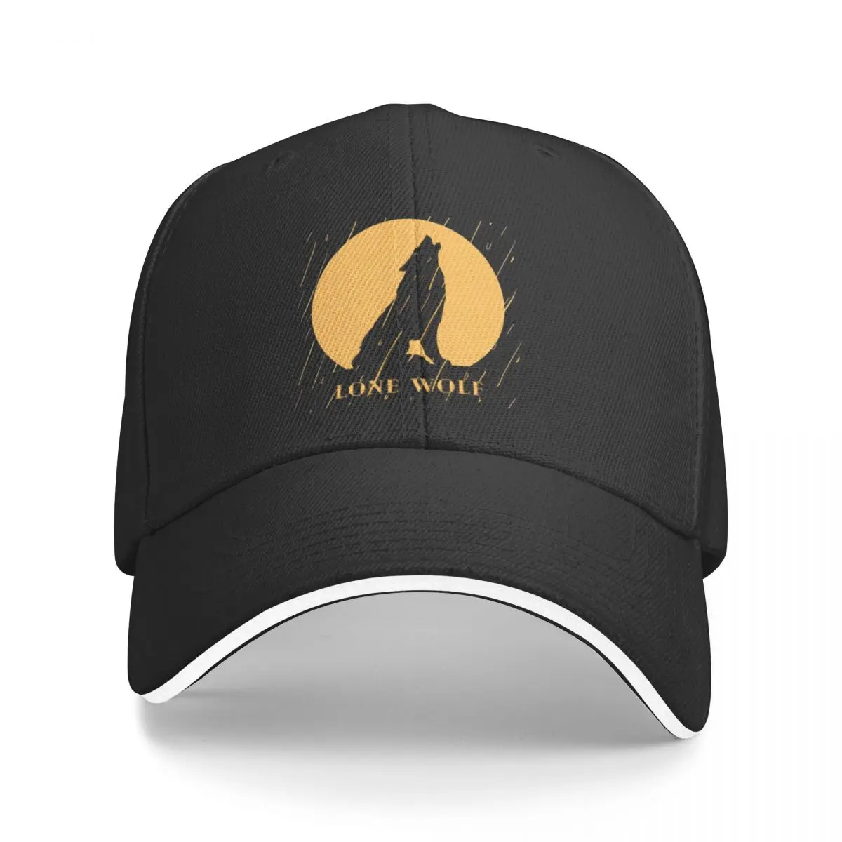 

Lone Wolfmoon Howling in the Rain Baseball Cap Rugby derby hat Thermal Visor Men's Caps Women's