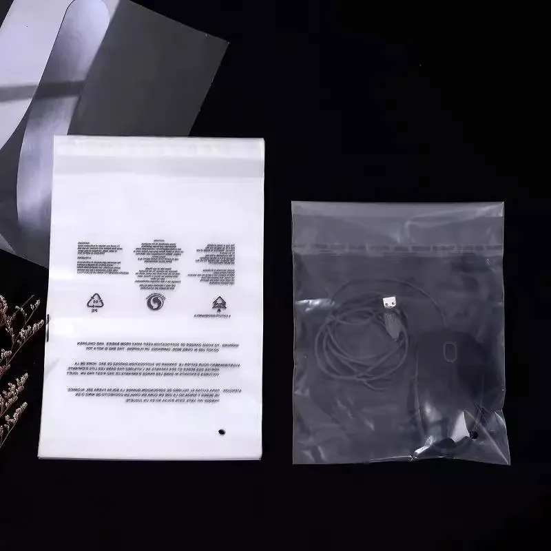 Bainfe PE Self-adhesive Bags 100Pcs Anti Suffocation English Warning Transparent Plastic Bags Sealed Clear Reusable Clothing Bag 5
