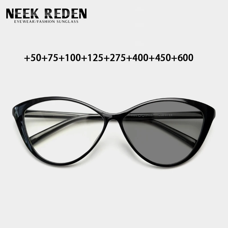 

Black Leopard Photochromic Reading Glasses Women Cat Eye Computer Resin Reader Sunglasses With Diopter +0.5+1.75 +2.75 +4.5 +6.0