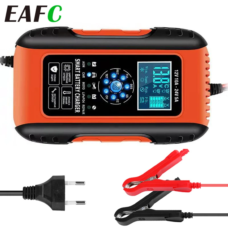 Auto Batterie Ladegerät 12V/24V 10A Voll Automatische Smart Schnelle Lade  7-Segment Motorrad Lkw Batterie ladegeräte - AliExpress