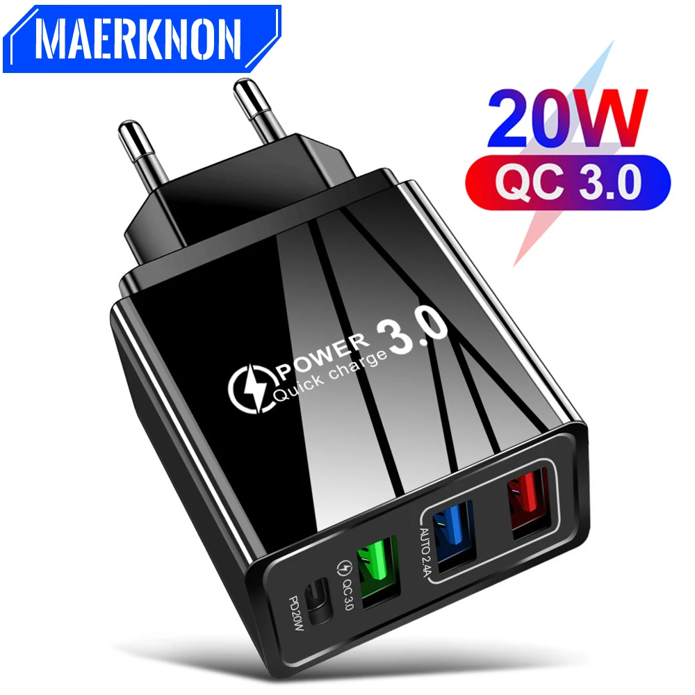 

20W Fast Charger USB C Charger Quick Charge 3.0 Mobile Phone Charger for iPhone Samsung Xiaomi Fast Wall Chargers Power Adapter